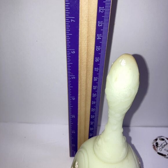 Fenton Hand Painted Custard Glass Medallion Bell Signed - Picture 5 of 5